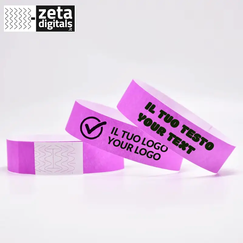 Bracciali tyvek stampa nero (Rosa)